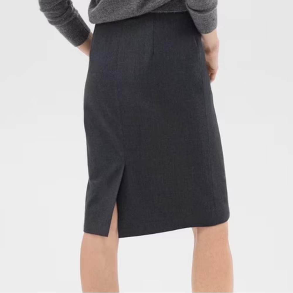NWT Theory Charcoal Melange Gray Traceable Good Wool Skinny Pencil Skirt Size 18 - Picture 5 of 5